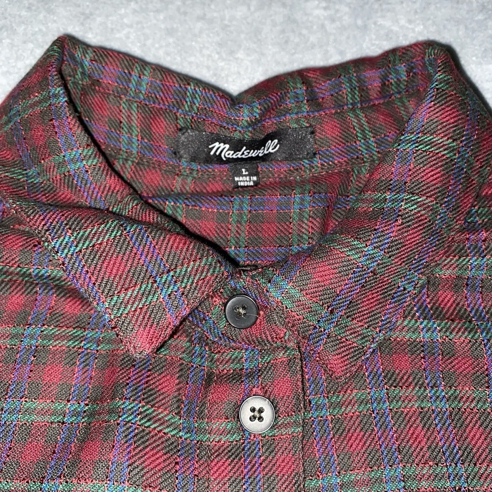 Madewell Women's Size L Flannel Westlake Shirt in Stoppard Plaid Long Sleeve Top - Picture 3 of 12